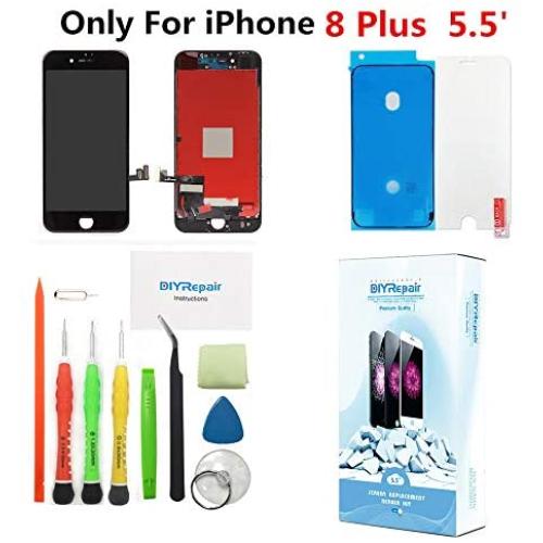 Premium Screen Replacement for iPhone 8 Plus (5.5 inch) - 3D Touch LCD Complete Repair Kits -LCD Touch Digitizer Display Glass Replacement with Tempered Glass, Tools, Instruction (Black)