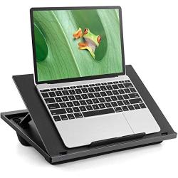 LORYERGO Laptop Lap Desk - Adjustable Laptop Stand with 8 Angles & Dual Cushions, Lap Table Fits up to 15.6 Inch Laptops, Portable Laptop Desk with Handle for Bed, Sofa or Car