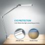 BYB E430 Metal Architect LED Desk Lamp, Swing Arm Task Lamp with Clamp, Eye-Care Drafting Table Lamp, Dimmable Office Light, 4 Lighting Modes, 6 Level Dimmer, Touch Control, Memory Function, Silver