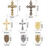SUNNYCLUE 40PCS 4 Color Tibetan Style Rosary Cross and Center Miraculous Medal with Alloy Cross Pendants and Oval Chandelier Links for Rosary Beads Necklace Making