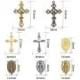 SUNNYCLUE 40PCS 4 Color Tibetan Style Rosary Cross and Center Miraculous Medal with Alloy Cross Pendants and Oval Chandelier Links for Rosary Beads Necklace Making