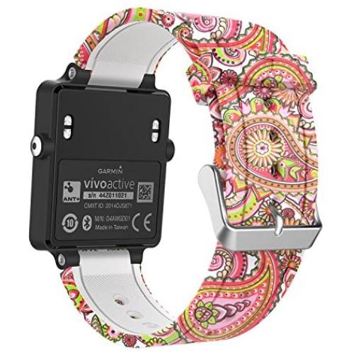 MoKo Band Compatible with Garmin Vivoactive, Soft Silicone Replacement Fitness Bands Wristbands with Metal Clasps fit Vivoactive/Vivoactive Acetate Sports GPS Smart Watch - Daisy Totem