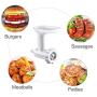 Food Meat Grinder Attachments for KitchenAid Stand Mixers, Durable Meat Grinder, Sausage Stuffer Attachment Compatible with All KitchenAid Stand Mixers, includes 2 Sausage Stuffer Tubes, White