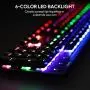 AUKEY Mechanical Keyboard LED Backlit Gaming Keyboard with Blue Switches, 104 Keys 100% Anti-ghosting with Metal Top Panel and Water-Resistant Design for PC and Laptop Gamers, Black