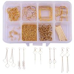 SUNNYCLUE 1 Box DIY 10 Pairs Geometric Hollow Squares Earrings Making Starter Kit Classic Drop Dangle Long Tassel Chain with Earring Hooks Jewelry Making Supplies Craft for Beginners, Instruction