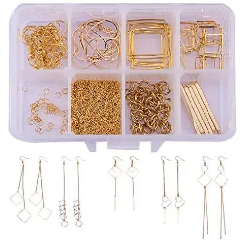 SUNNYCLUE 1 Box DIY 10 Pairs Geometric Hollow Squares Earrings Making Starter Kit Classic Drop Dangle Long Tassel Chain with Earring Hooks Jewelry Making Supplies Craft for Beginners, Instruction SUNNYCLUE 1 Box DIY 10 Pairs Geometric Hollow Squares Earrings Making Starter Kit Classic Drop Dangle Long Tassel Chain with Earring Hooks Jewelry Making Supplies Craft for Beginners, Instruction