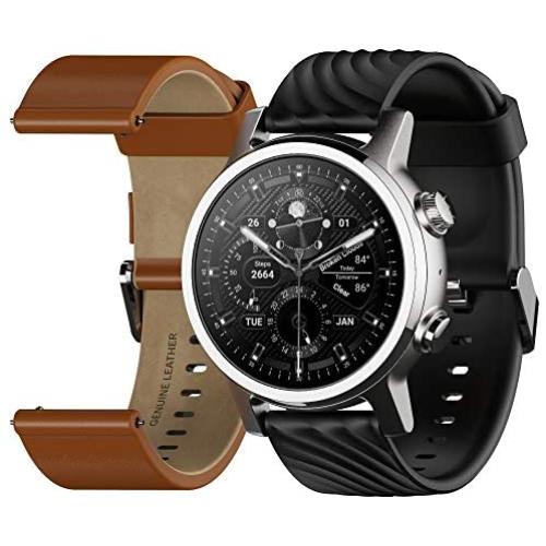 Moto 360 3rd Gen 2020 - Wear OS by Google - The Luxury Stainless Steel Smartwatch with Included Genuine Leather and High-Impact Sports Bands - Steel Gray