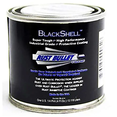 Rust Bullet BlackShell - 4 oz Can, Black Rust Inhibitor, Rust Preventive Coating - UV Resistant Rust Treatment Rust Bullet BlackShell - 4 oz Can, Black Rust Inhibitor, Rust Preventive Coating - UV Resistant Rust Treatment