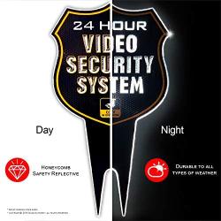 Ultra Reflective Warning 24 Hour Video Surveillance Security Camera System in Operation Metal Yard Sign | Stylish Laser Cut Shield Design | Heavy Duty 1/8'' Thick DiBond Aluminum (Reflective)