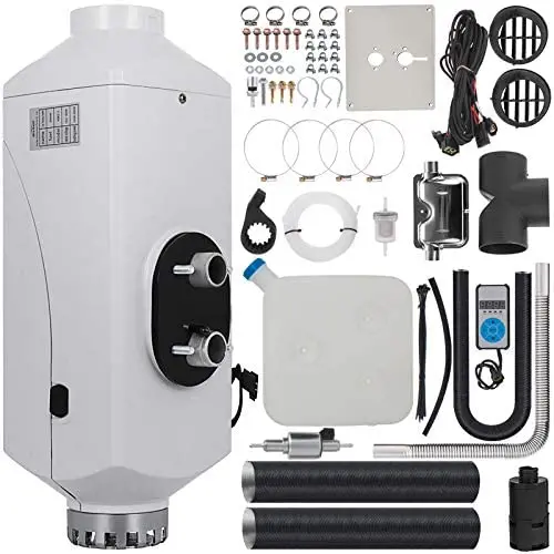 Happybuy 5KW Diesel Air Heater Aluminum Alloy Air Diesel Heater 12V 5KW Diesel Parking Heater Muffler with Digital Switch for RV Motorhome Boat and Trailer