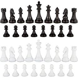 Minerva Black and White Extra Heavy Metal Chess Pieces with 4.5 Inch King and Extra Queens, Pieces Only, No Board