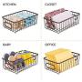 mDesign Metal Bathroom Storage Organizer Basket Bin - Modern Wire Grid Design - for Organization in Cabinets, Shelves, Closets, Vanity Countertops, Bedrooms, Under Sinks - Small Wide - Bronze