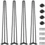 SMARTSTANDARD 40'' Metal Hairpin Coffee Table Legs, 1/2'' 3 Solid Rods, Industrial Home DIY Projects for Furniture, Bench, Dining Board, Desk, High-Stand with Rubber Floor Protectors, Black, 4PCS