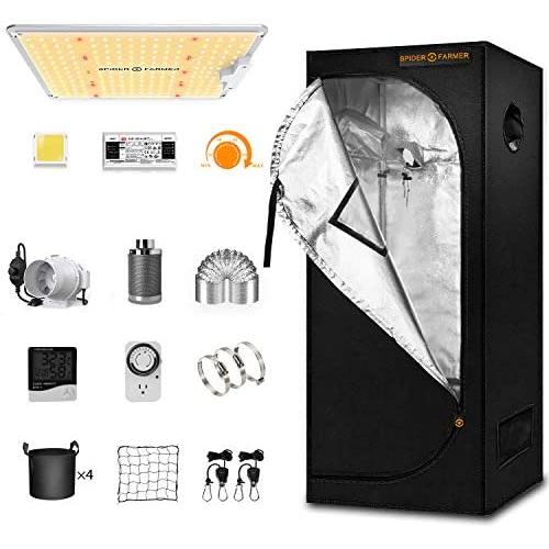 Spider Farmer Grow Tent Kit Complete SF-1000 Dimmable Full Spectrum LED Grow Light Samsung Diodes & MeanWell Driver 27” X 27” X 62”Growing Tent 4 Inch Fan Filter Combo Setup Package System Veg Flower Spider Farmer Grow Tent Kit Complete SF-1000 Dimmable Full Spectrum LED Grow Light Samsung Diodes & MeanWell Driver 27” X 27” X 62”Growing Tent 4 Inch Fan Filter Combo Setup Package System Veg Flower