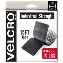 VELCRO Brand Heavy Duty Tape with Adhesive | 15 Ft x 2 In | Holds 10 lbs, Black | Industrial Strength Roll, Cut Strips to Length | Strong Hold for Indoor or Outdoor Use