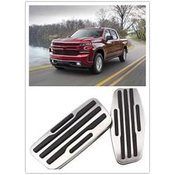 For Chevrolet Chevy Silverado Accessories 2019-2020 2021 Automatic Transmission Non-Slip Metal Rubber Brake Foot Car Gas Pedal Cover Trim 2pcs (Pedal)