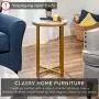 Best Choice Products 16in Side Table, Faux Marble Round End Table, Modern Small Accent Home Decor for Living Room, Dining Room, Tea, Coffee w/Metal Frame, Foot Caps, Designer - White/Chrome