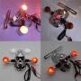 HTTMT- Chrome Amer Metal Skull Brake Tail Light Signal Compatible with Bobber Choppers Motorcycle Bike [P/N: XH3118B-B-01-CD+AMBER]