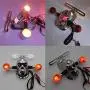 HTTMT- Chrome Amer Metal Skull Brake Tail Light Signal Compatible with Bobber Choppers Motorcycle Bike [P/N: XH3118B-B-01-CD+AMBER]