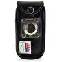 Turtleback Fitted Case for Kyocera Cadence Black Flip Phone Black Leather Rotating Removable Metal Belt Clip - Made in USA