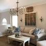 LALUZ 6 Lights French Country Shabby Chic Chandelier with Cloud Arms in Distressed Wood and Rusty Metal Finish, 31.1'' Large Living Room Pendant Light Fixture