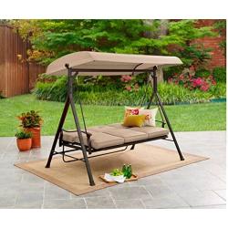 Mainstay 3 Seat Porch & Patio Swing (3-Porch Swing, Tan)