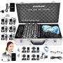 EXMAX ATG-100T 195-230MHz Wireless Tour Guide Monitoring Voice Audio Transmission System+Aluminium Alloy Charge Case for Teaching Tour guides Conference Church Museum(1 Transmitters and 30 Receivers)