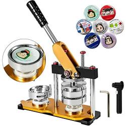 VEVOR Button Maker Machine 44mm Rotate Button Maker 1-3/4 inch Badge Punch Press Machine with 100 Pcs Button Parts and Circle Cutter(Yellow)