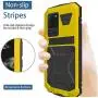 Simicoo Samsung S20 Ultra Metal Bumper Silicone Case Hybrid Military Shockproof Heavy Duty Rugged Defender case Built-in Screen Protector Stand Camera Lens Protector Cover for S20 Ultra (Yellow)