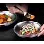 Qualizon 18/8 Stainless Steel Double Layer Round Dinner Plate Good Quality Heat Isolation Dish Set of 2-piece (9Inch)
