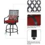 PHI VILLA Patio Swivel Bar Stools with Seat Cushion, Outdoor Extra Wide Bar Height Arms Chairs, 2 Pack