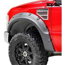 Tidal Fender Flares 4PCS Textured Black Pocket Rivet Style ABS for 08-10 Super Duty F250/F350