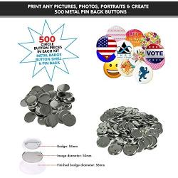 Metal PIN Back Button Parts {500pcs} - Additional Extra Button Maker Badge Making Machine Pieces - 58MM 2 ¼ INCH 2.28 INCH | 500 Metal Badge Button Shell & Pin Back