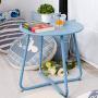 Grand patio Round Metal Side/End Table, Steel Patio Coffee Table for Bistro, Porch, Weather Resistant Outside Table Small (Blue)