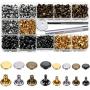 520 Set Leather Rivets Double Cap Rivet Tubular Metal Studs 2 Sizes with 3 Fixing Tool Kit for Leather Craft Repairs Decoration (Gold, Silver, Bronze and Gunmetal)