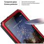 Pixel 3a Case,Google Pixel 3a Metal Case with Gorilla Glass Screen Protector Armor Tank Military Aluminum Alloy Bumper Hybrid Soft Rubber Military Shockproof Hard Defender Metal Cover,Red
