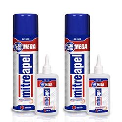 MITREAPEL Super CA Glue (2 x 4.6 oz.) with Spray Adhesive Activator (2 x 16.9 fl oz.) - Crazy Craft Glue for Wood, Plastic, Metal, Leather, Ceramic - Cyanoacrylate Glue for Crafting and Building 2 Pck