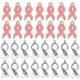 80 Pieces Breast Cancer Awareness Ribbon Pink Pendant Charms, Antique Silver Breast Cancer Hope Ribbon Charms Pendants DIY Accessories for Jewelry Making Women Necklace Bracelet Crafts(40+40pcs)