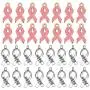 80 Pieces Breast Cancer Awareness Ribbon Pink Pendant Charms, Antique Silver Breast Cancer Hope Ribbon Charms Pendants DIY Accessories for Jewelry Making Women Necklace Bracelet Crafts(40+40pcs)