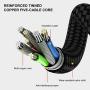 Magnetic USB Charging Cable Krsende 3in1 360°Rotation Nylon Braided Cord Compatible with Mirco USB Type C Smartphone and iProduct Device-No Date Sync(4Pack/Black)