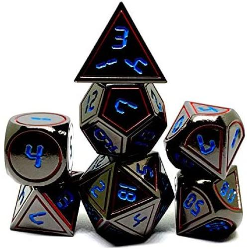 Dark Alpha Metal Polyhedral D&D Dice Set for RPGs