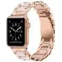 Moolia Metal Strap Band Compatible with Apple Watch Band 38mm 40mm Womens Rhinestones Resin Metal Wristband Bracelet Replacement for iWatch Series 6 5 4 3 2 1 Rose Gold + Pink