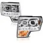VIPMOTOZ LED Halo Ring Projector Headlight Assembly For 2009-2014 Ford F-150 (Factory Halogen Model) - Metallic Chrome Housing, Driver and Passenger Side VIPMOTOZ LED Halo Ring Projector Headlight Assembly For 2009-2014 Ford F-150 (Factory Halogen Model) - Metallic Chrome Housing, Driver and Passenger Side