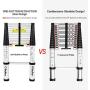 Ohuhu 12.5 FT Aluminum Telescoping Ladder, One-Button Retraction Extension Ladder, Collapsible Ladder with Spring Loaded Locking Mechanism for Roof, 330 Pound Capacity