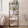 CosyStar 5-Tier Tall Bookcase, Rustic Wood and Metal Standing Bookshelf, Industrial Vintage Book Shelf Unit, Open Back Modern Office Bookcases