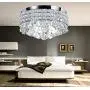 New Galaxy 4-Light Chrome Finish Metal Shade Flushmount Crystal Chandelier Ceiling Fixture