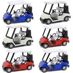 6 Pack Die-cast Metal Golf Cart Mini Model Toy 1:20 Scale Golfcart Pullback Vehicle (4.75 Inches)