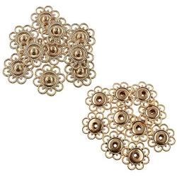 JCBIZ 10 Sets of Metal Sewing Buttons Metal Snap Buttons Clasp Buttons Hollow Flower Sewing Press Studs Buttons Coat Buttons Golden