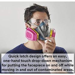 3M Rugged Comfort Quick Latch Half Facepiece Reusable Respirator 6502QL, Gases, Vapors, Dust, Medium