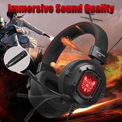 Gaming Headset, GAKOV Gak3 Cool RGB Light, Metal Iron Mesh, HD Clear Hose Microphone Gaming Headphones, 40mm Super Bass Speakers, Soft Memory Earmuffs for Laptop/Mac/Computer/PS4